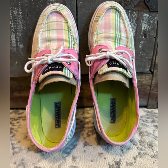 Women’s Sperry Top-Sider Size 10 Pink & Green Plaid Boat Shoes - Picture 5 of 9